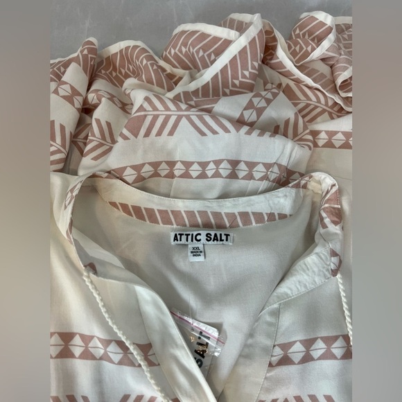Attic Salt Peach & White Aztecs Boho style maxi dress 2xl NWT - Picture 4 of 8